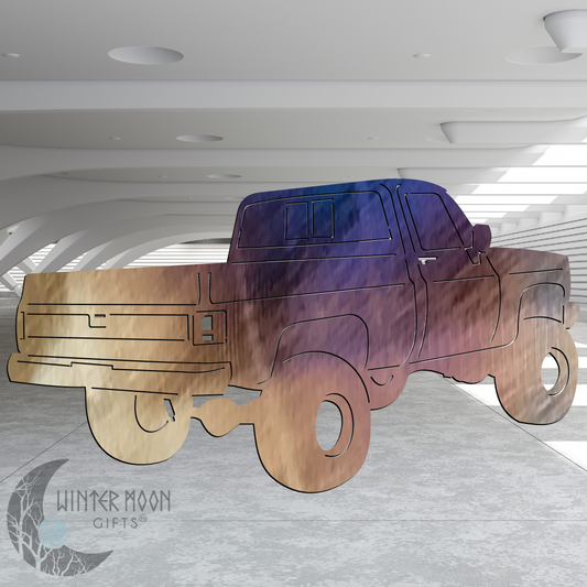 1985 Chevy Truck Metal Wall Art – 20"x11", Powder Coated Vintage Pickup Décor
