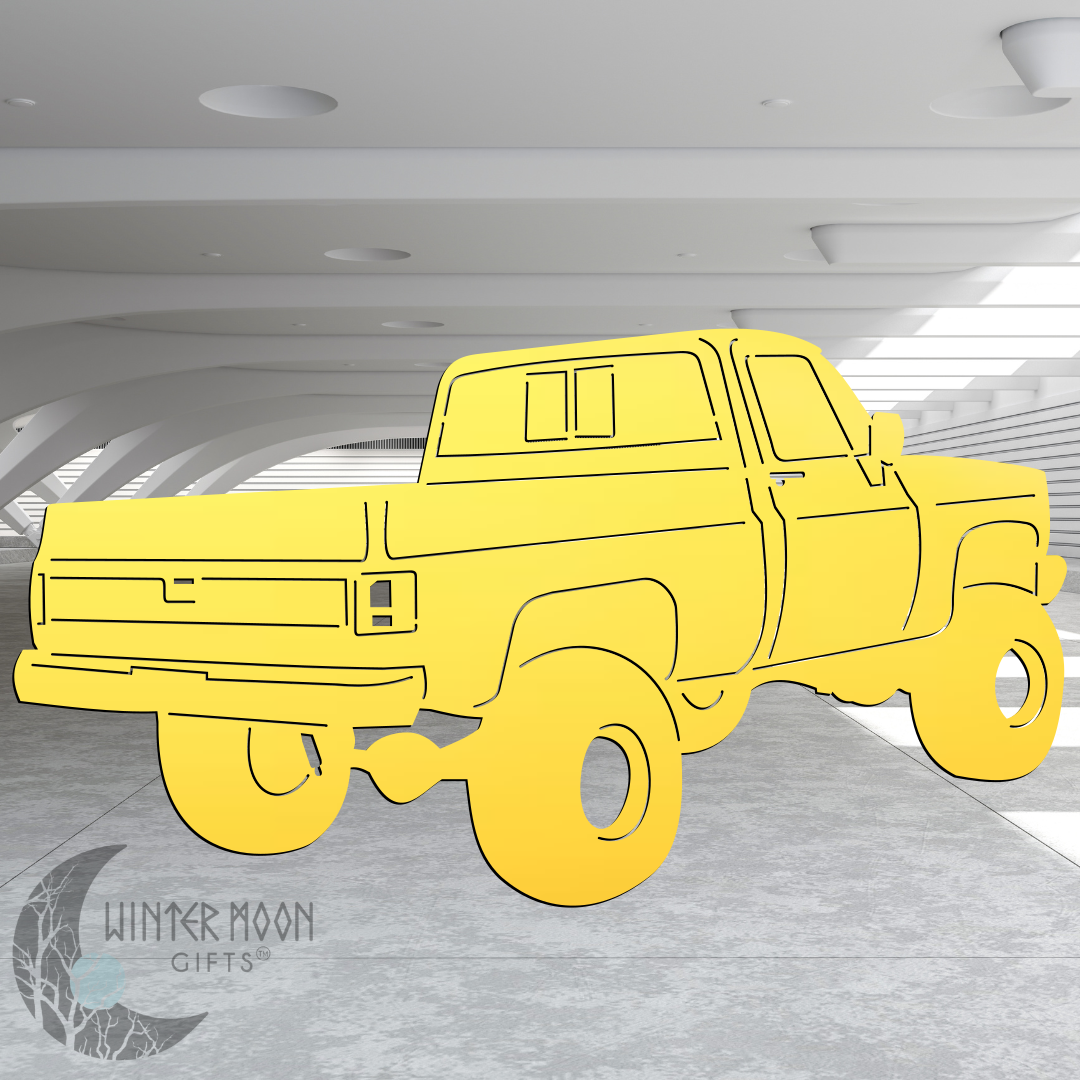 1985 Chevy Truck Metal Wall Art – 20"x11", Powder Coated Vintage Pickup Décor