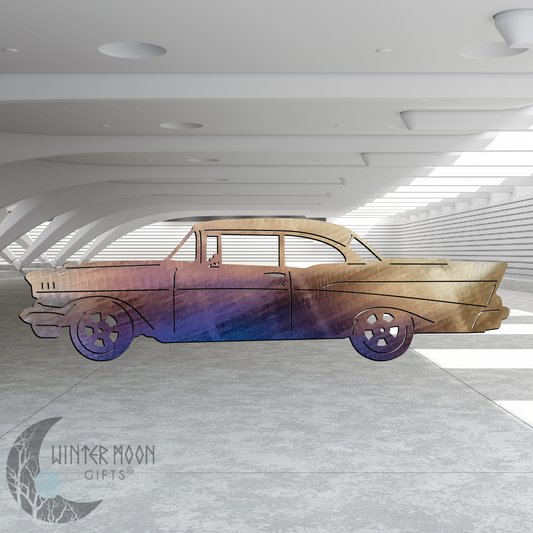 57 Bel Air Metal Art – Black, Red, Blue, Yellow, White, Heat Painted or Bare Steel