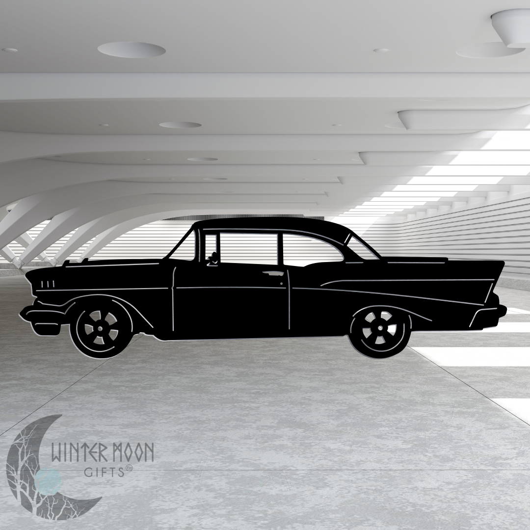57 Bel Air Metal Art – Black, Red, Blue, Yellow, White, Heat Painted or Bare Steel