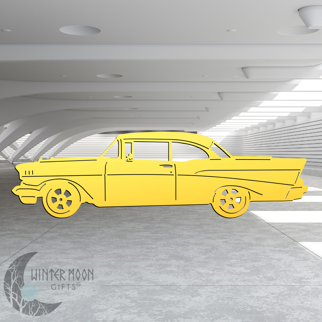 57 Bel Air Metal Art – Black, Red, Blue, Yellow, White, Heat Painted or Bare Steel