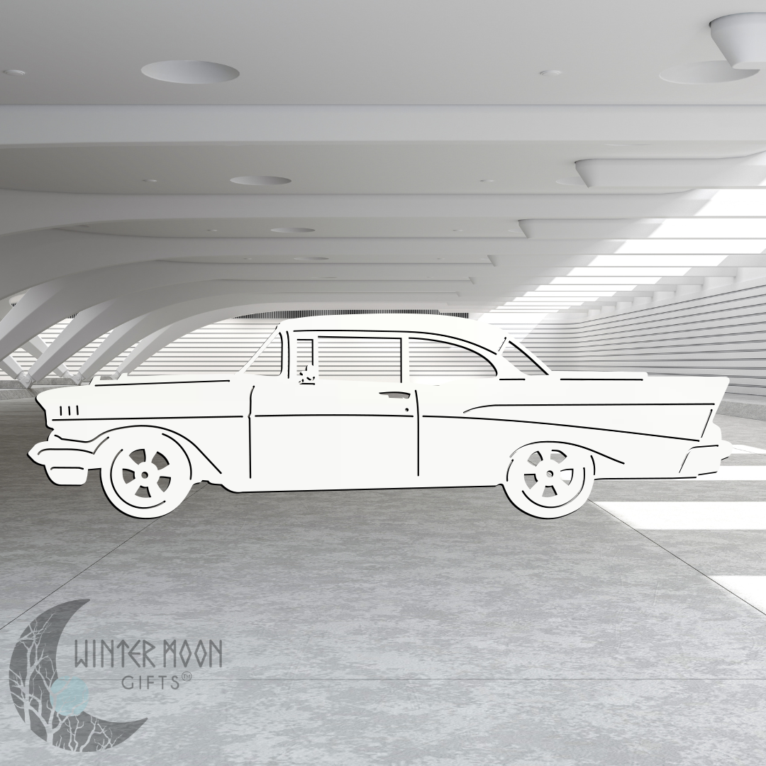 57 Bel Air Metal Art – Black, Red, Blue, Yellow, White, Heat Painted or Bare Steel