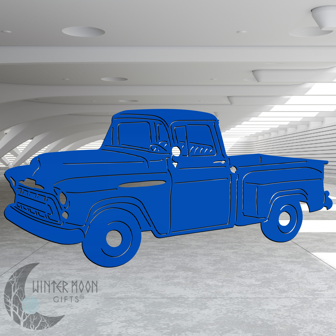 57 Chevy Truck Metal Art – Black, Red, Blue, Yellow, White, Heat Painted or Bare Steel