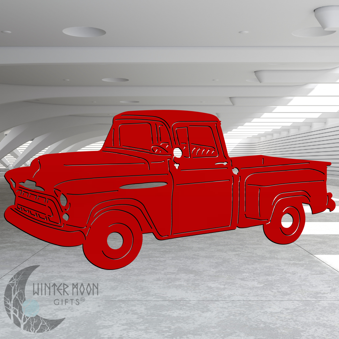 57 Chevy Truck Metal Art – Black, Red, Blue, Yellow, White, Heat Painted or Bare Steel