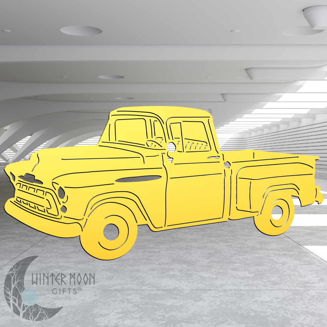 57 Chevy Truck Metal Art – Black, Red, Blue, Yellow, White, Heat Painted or Bare Steel