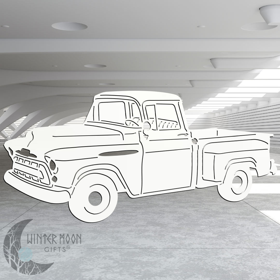 57 Chevy Truck Metal Art – Black, Red, Blue, Yellow, White, Heat Painted or Bare Steel