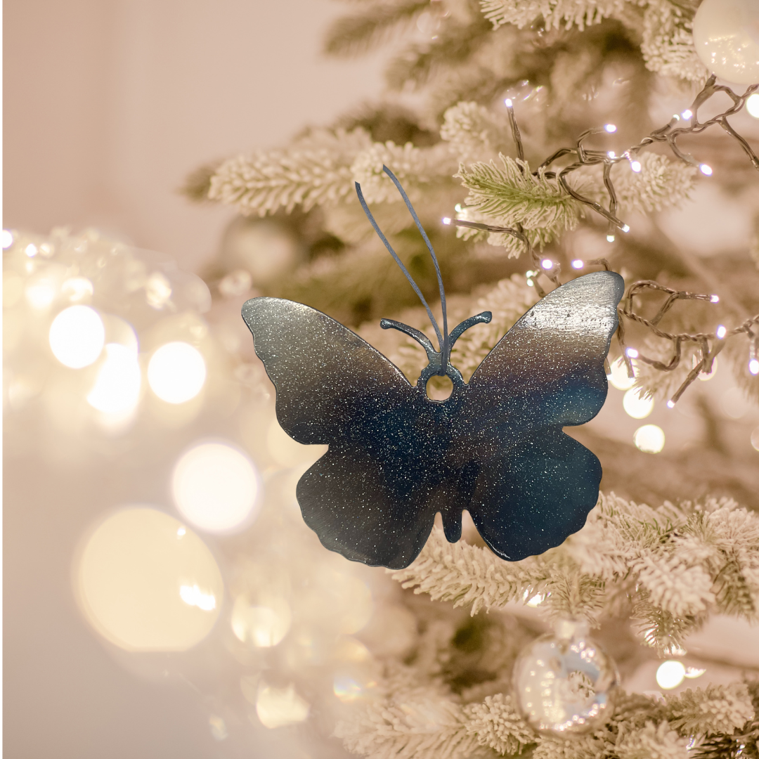Butterfly Ornament – 3"x4" Heat Painted Metal Holiday Decor