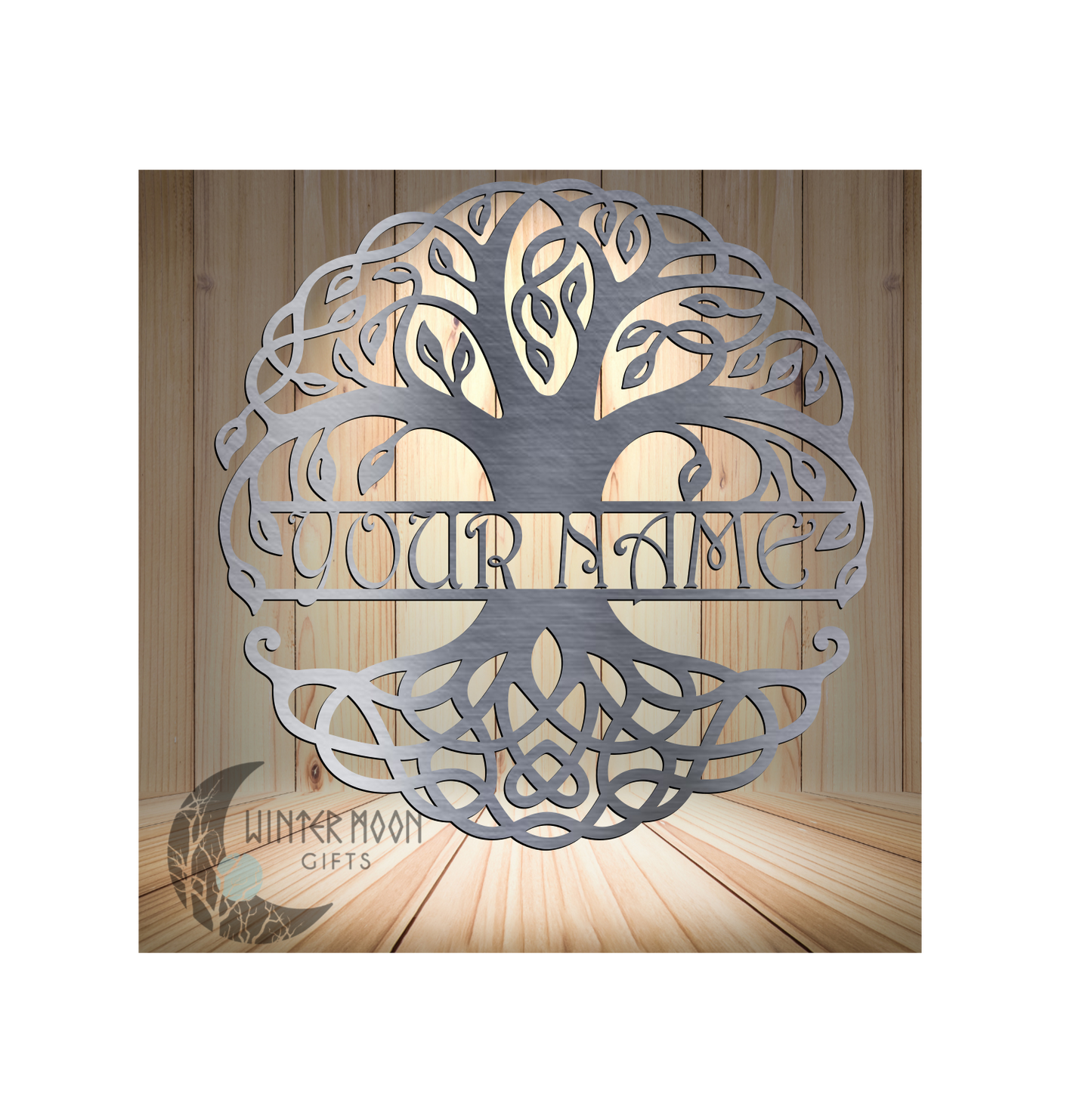 Celtic Tree of Life – Custom Family Name Sign, 16"x16" Metal Wall Art