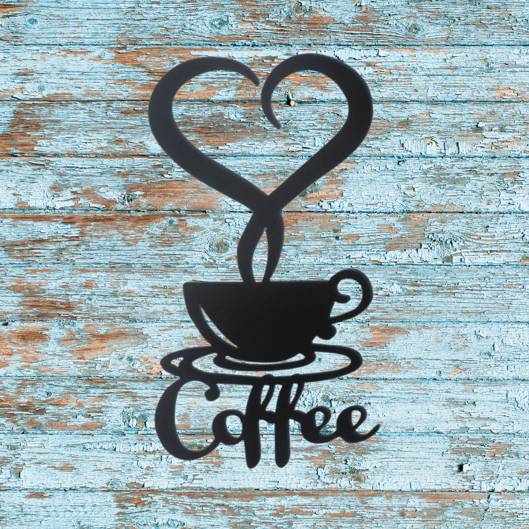 Coffee Metal Wall Art – Black Powder Coat – 11.5"x7.25"