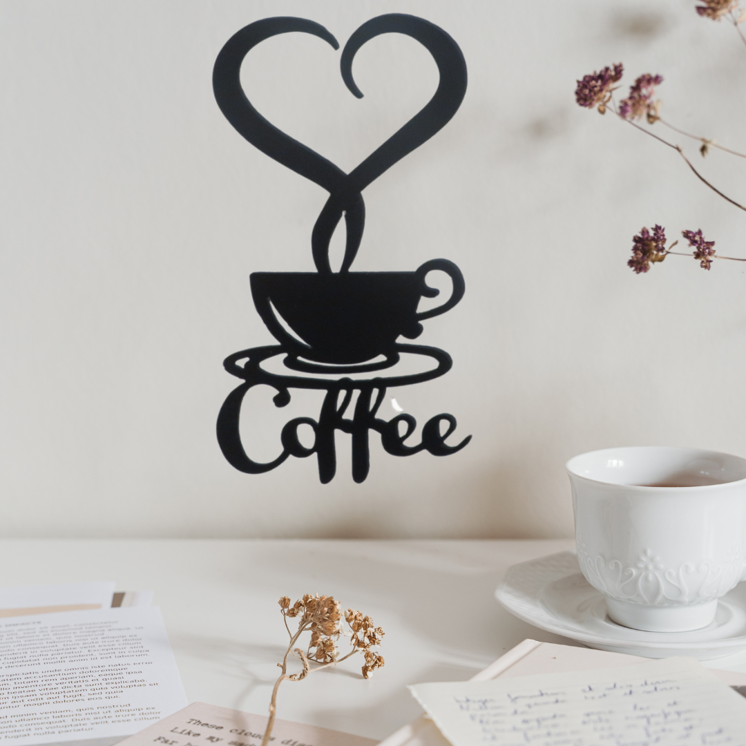 Coffee Metal Wall Art – Black Powder Coat – 11.5"x7.25"