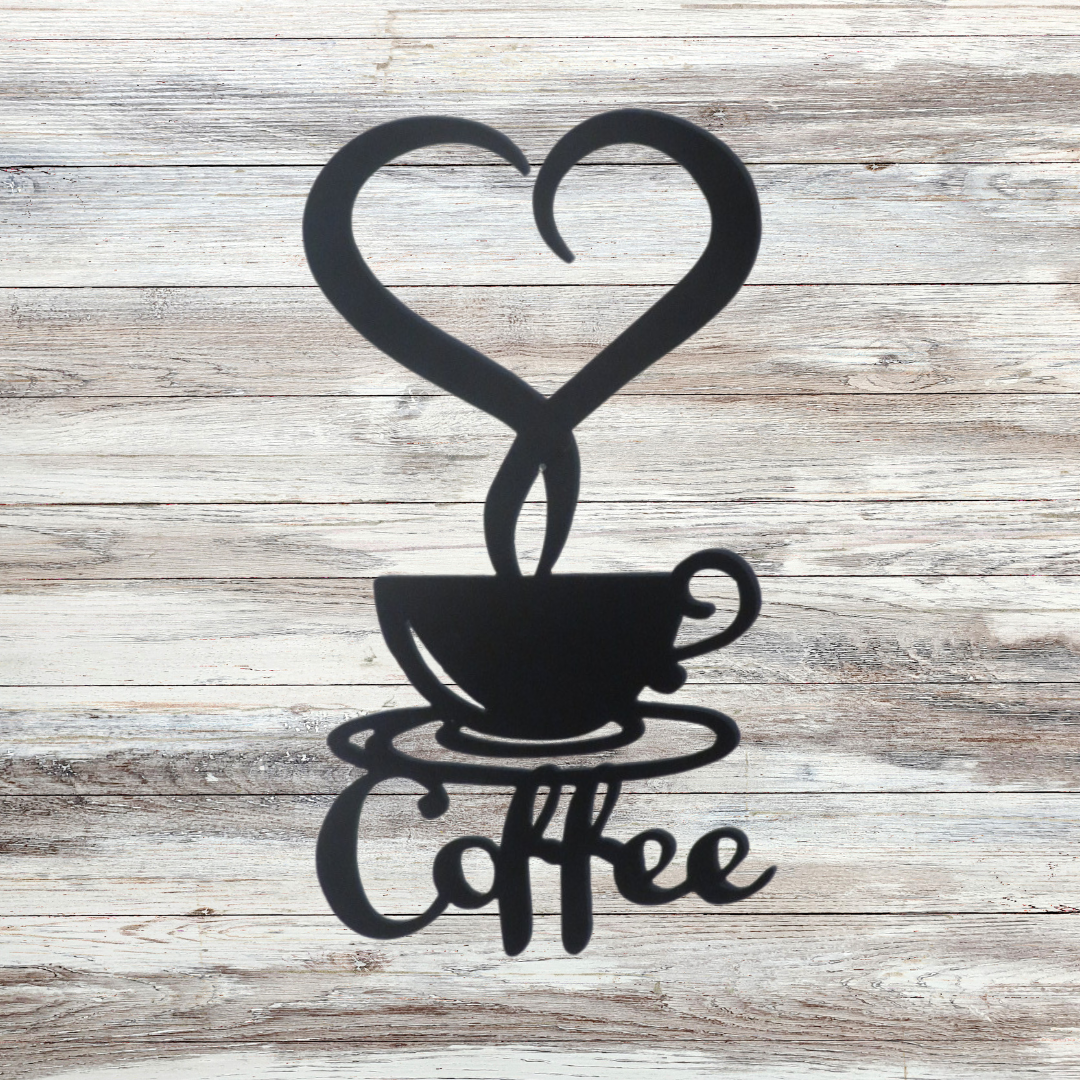 Coffee Metal Wall Art – Black Powder Coat – 11.5"x7.25"
