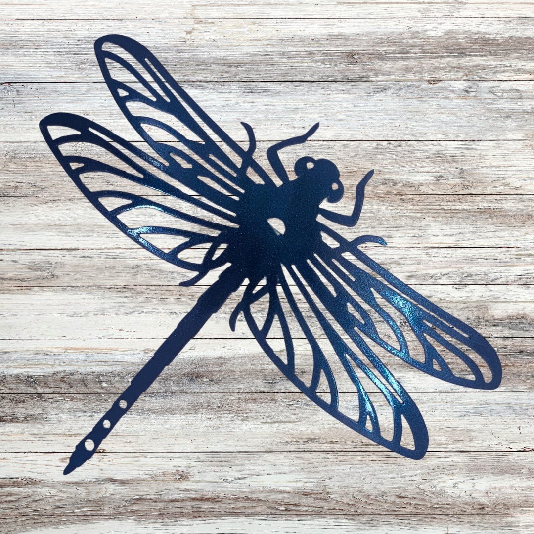 Dragonfly Metal Wall Art – 13"x10" with Aqua to Sapphire to Violet Color Shift