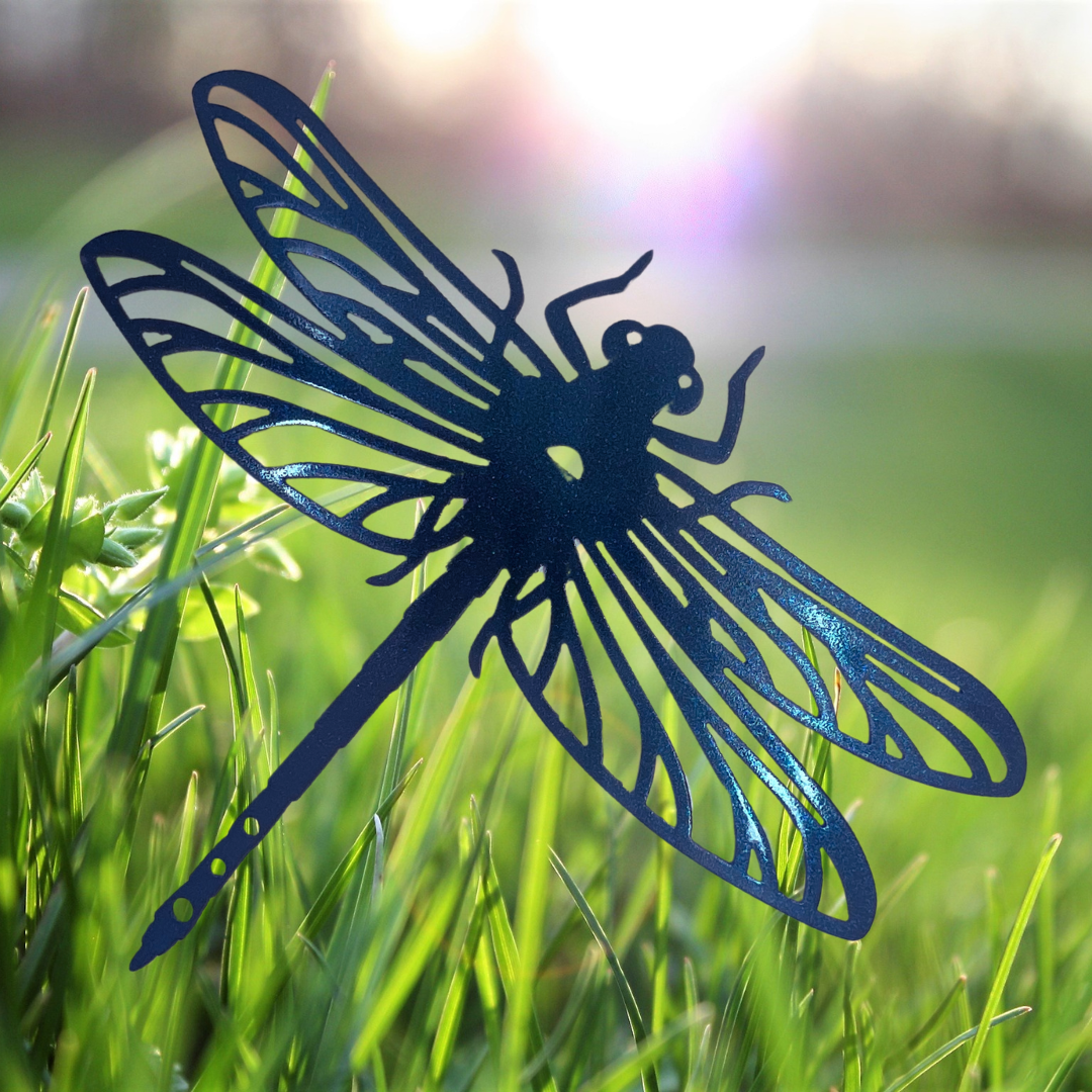 Dragonfly Metal Wall Art – 13"x10" with Aqua to Sapphire to Violet Color Shift