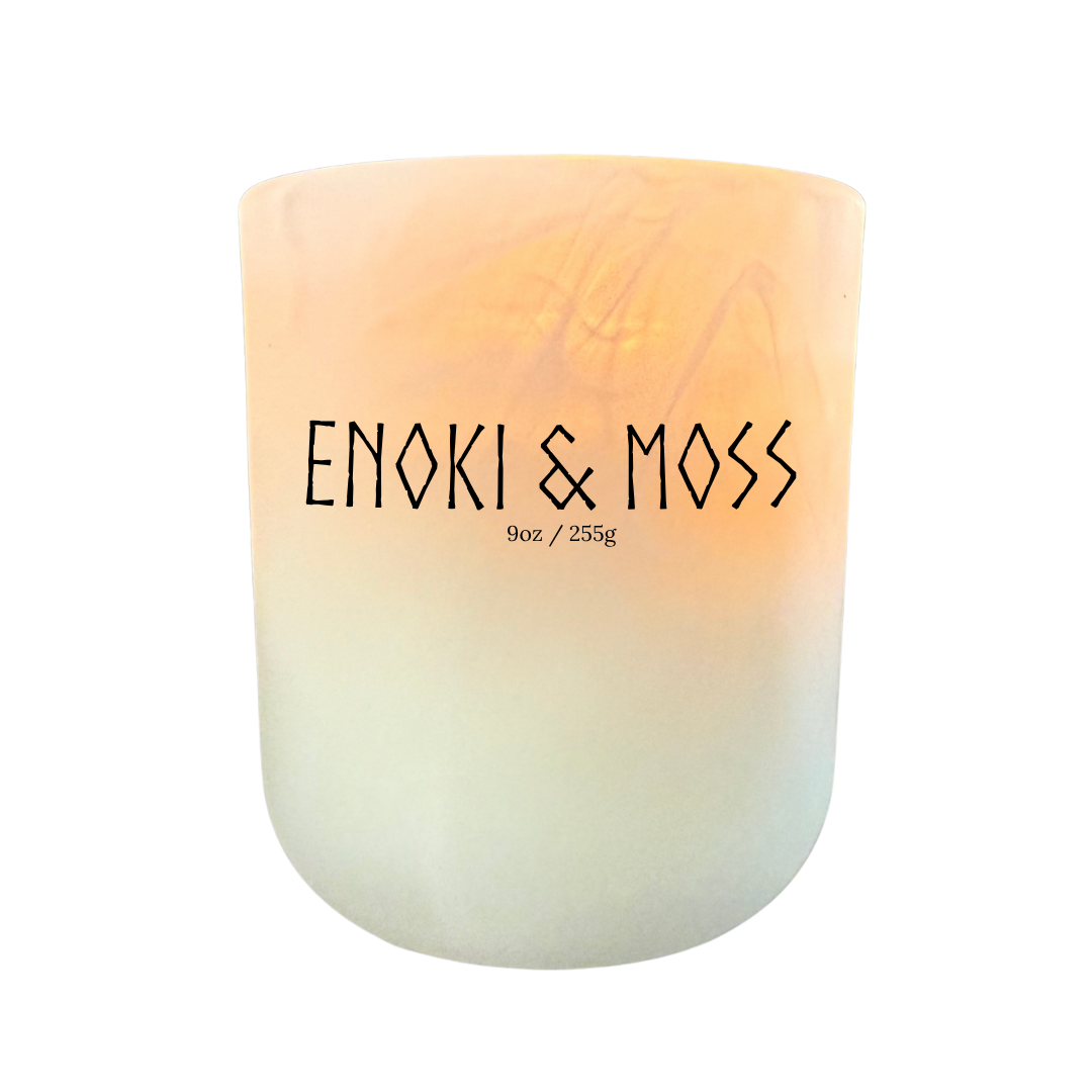 Enoki & Moss Soy Candle – Earthy Handmade Candle with Green Moss and Soft Woods