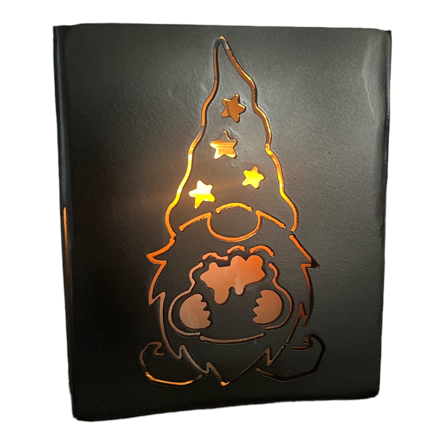 Halloween Gnome Candle Lantern or Tissue Holder – 6"x6"x5" Decorative Metal Box