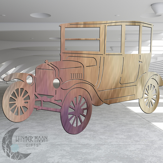 Model T Metal Wall Art – Vintage Car Décor, 15"x10.5", Multiple Finish Options