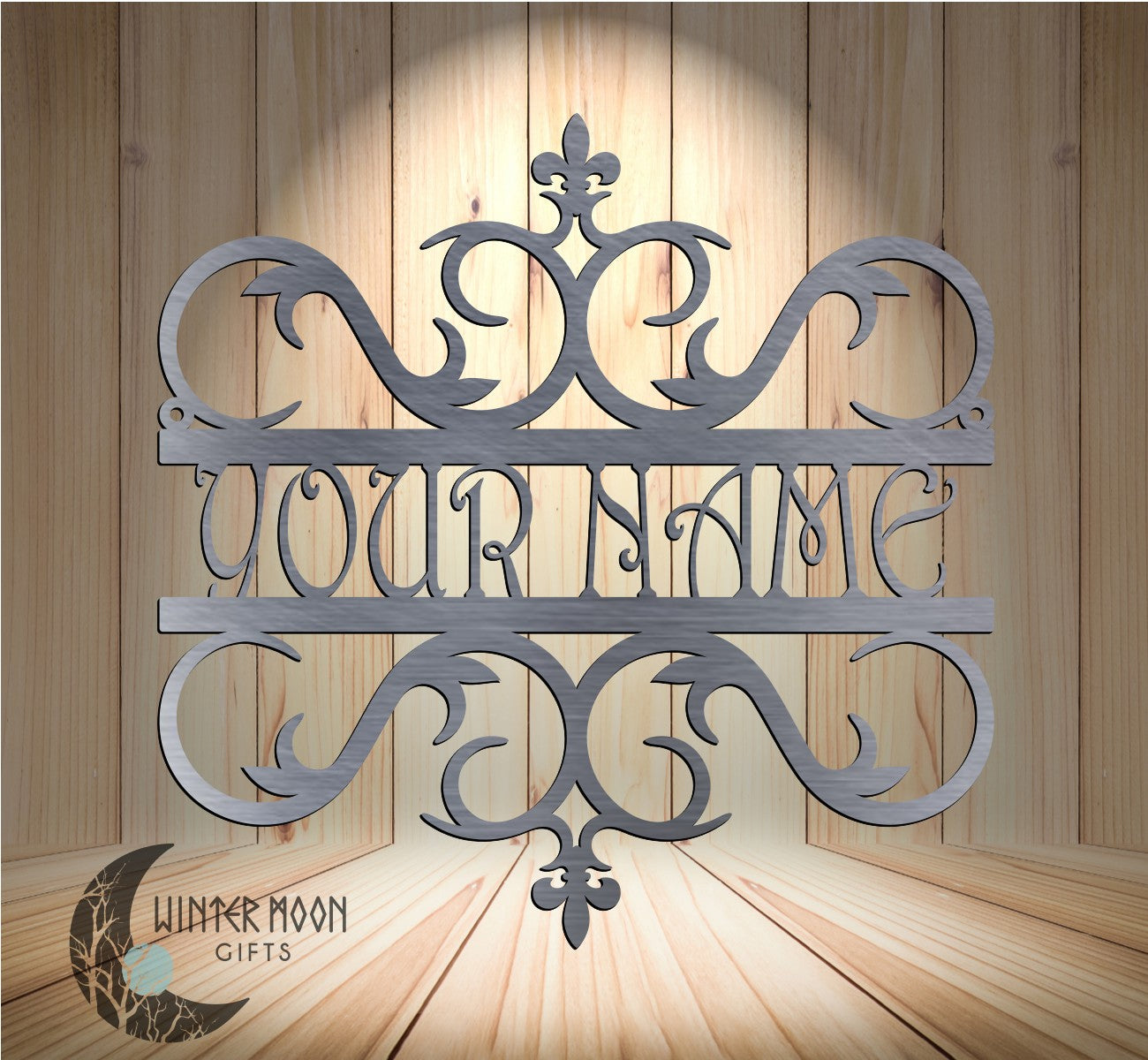 Personalized Flourish Monogram – 12"x12" Custom Name or Address Metal Sign