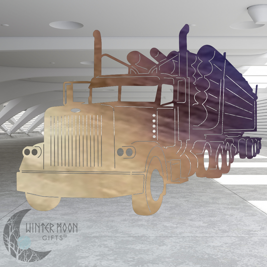 Peterbilt Logging Truck Metal Wall Art – Custom Color Options