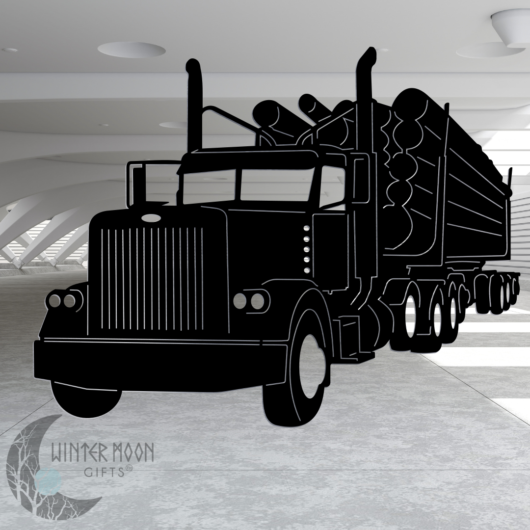 Peterbilt Logging Truck Metal Wall Art – Custom Color Options