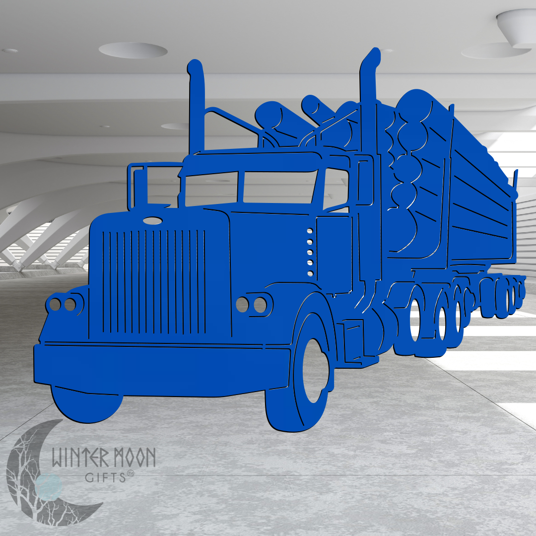Peterbilt Logging Truck Metal Wall Art – Custom Color Options