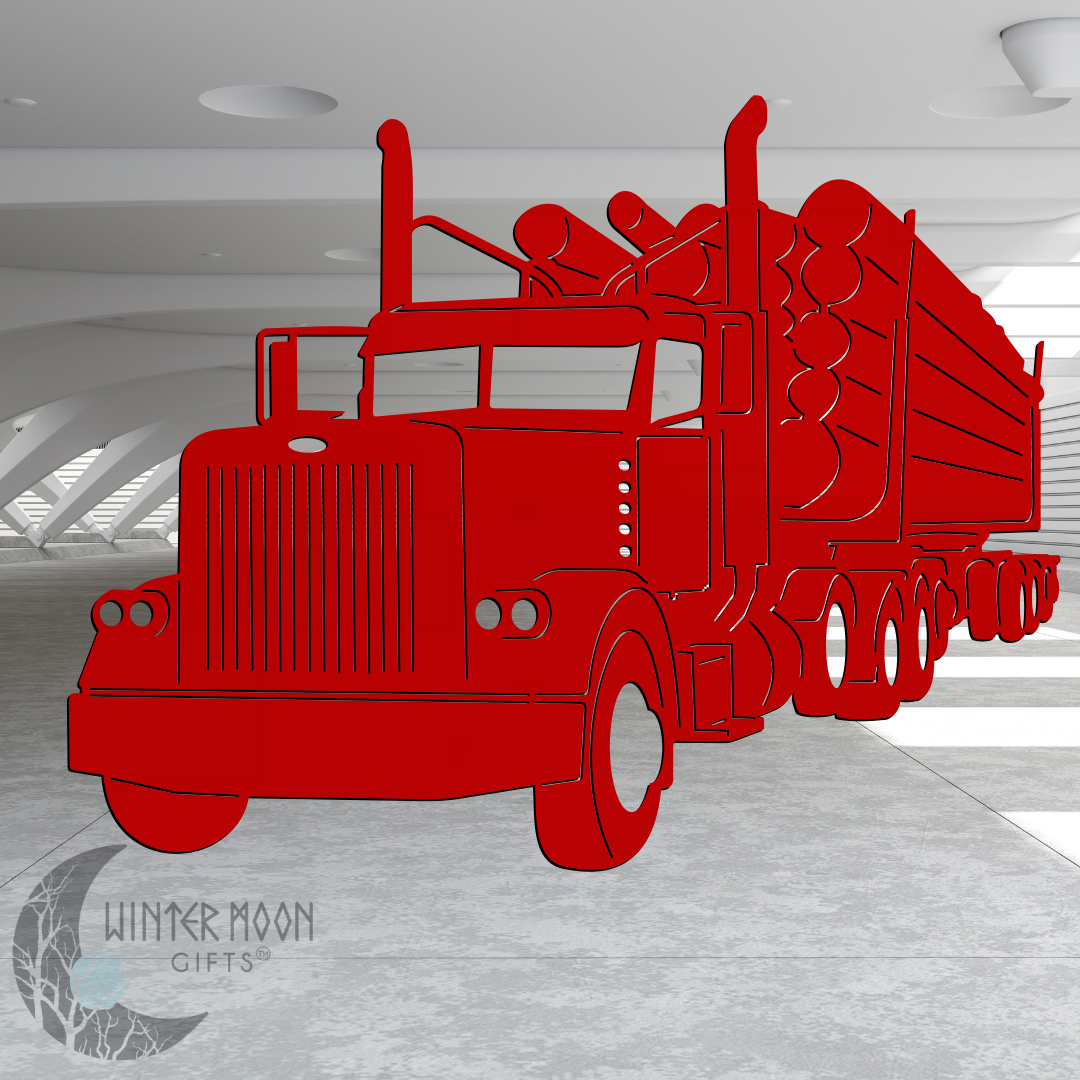 Peterbilt Logging Truck Metal Wall Art – Custom Color Options