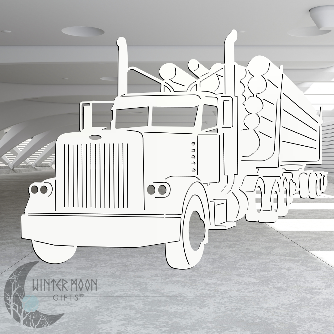 Peterbilt Logging Truck Metal Wall Art – Custom Color Options