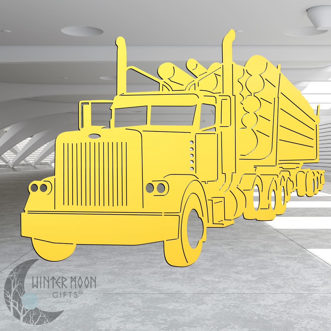 Peterbilt Logging Truck Metal Wall Art – Custom Color Options