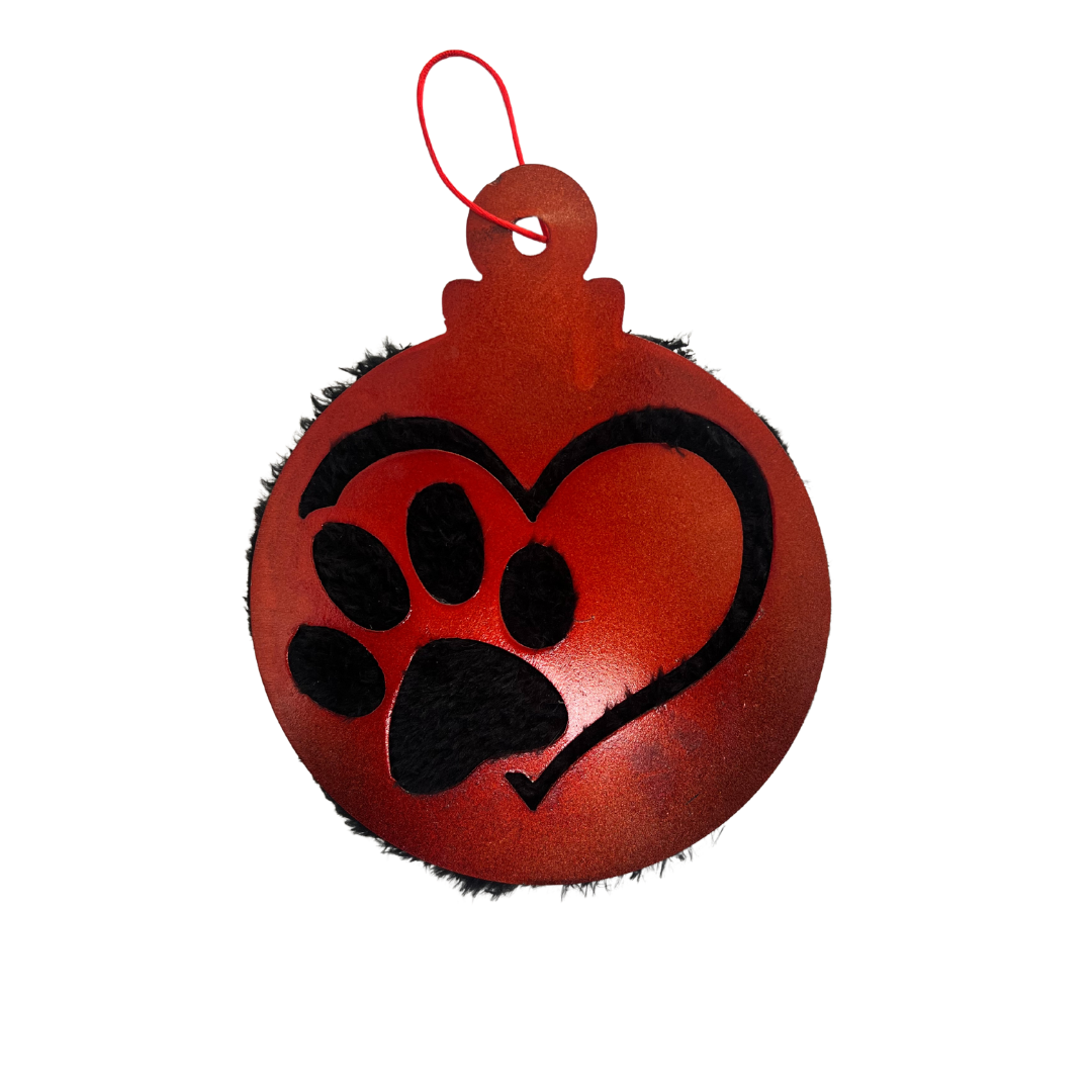 Dog Paw and Heart Christmas Ornament – 6"x5"