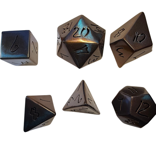 Alexandrite DnD Dice Set – Handmade Metal RPG Dice | Powder Coated Steel