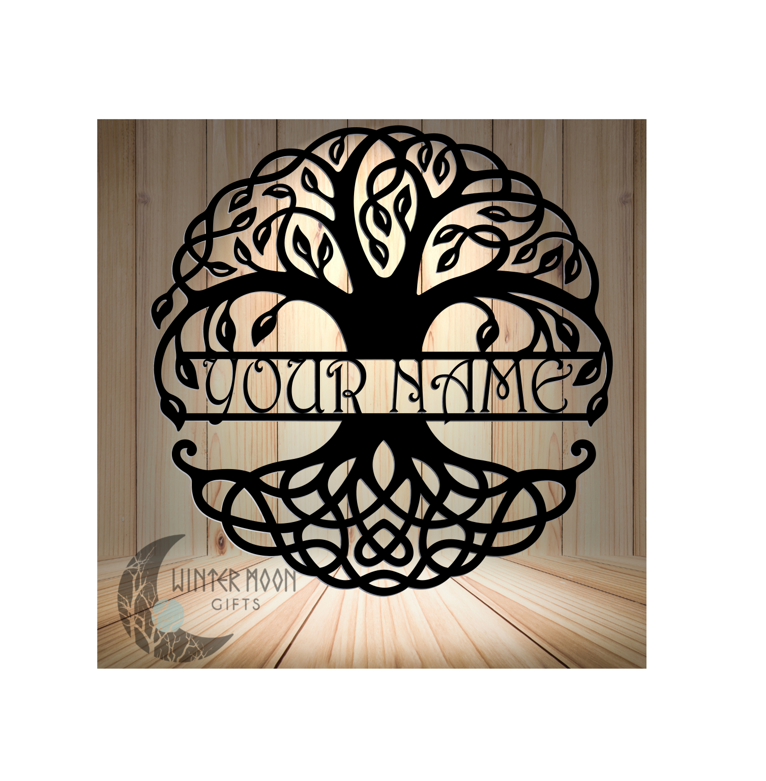 Celtic Tree of Life – Custom Family Name Sign, 16"x16" Metal Wall Art