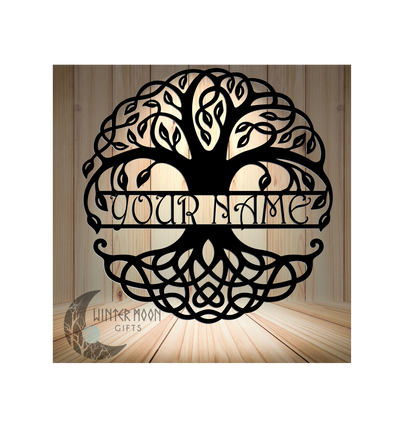 Celtic Tree of Life – Custom Family Name Sign, 16"x16" Metal Wall Art