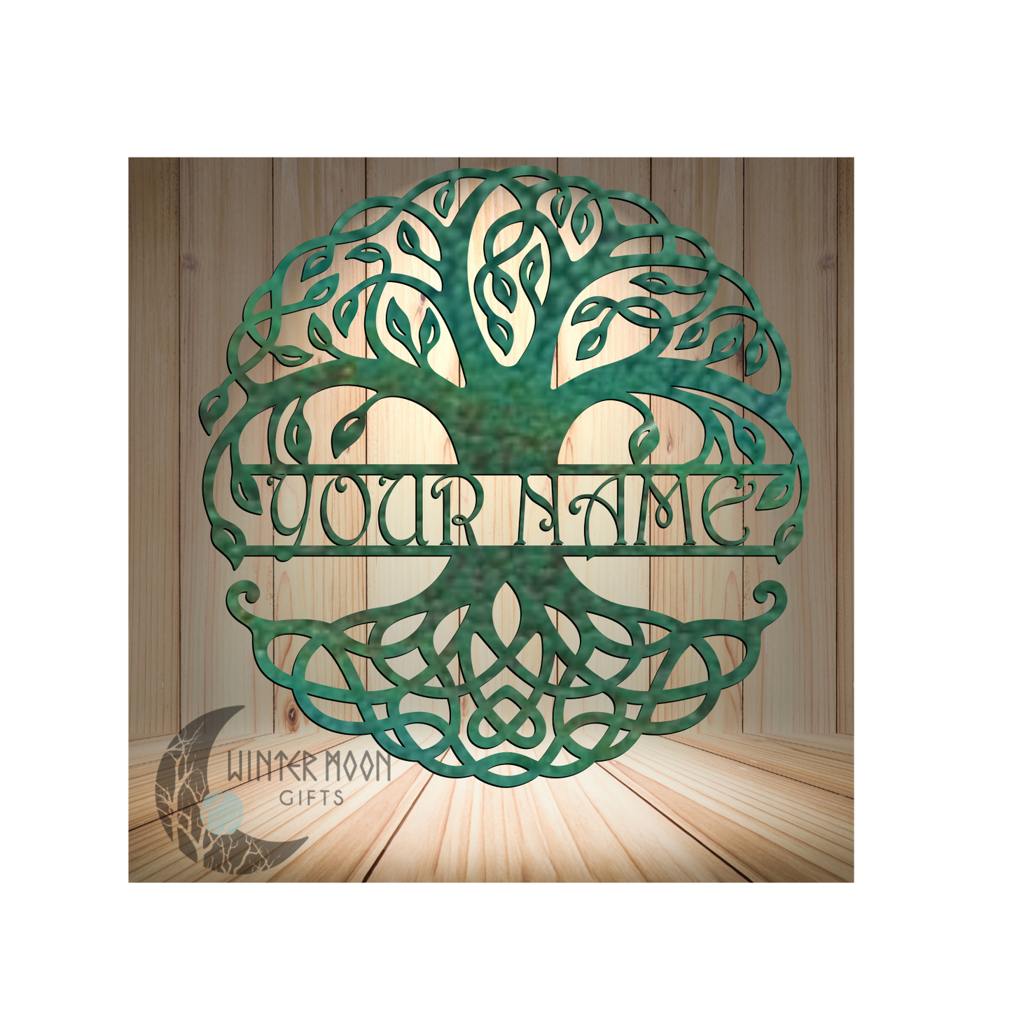 Celtic Tree of Life – Custom Family Name Sign, 16"x16" Metal Wall Art