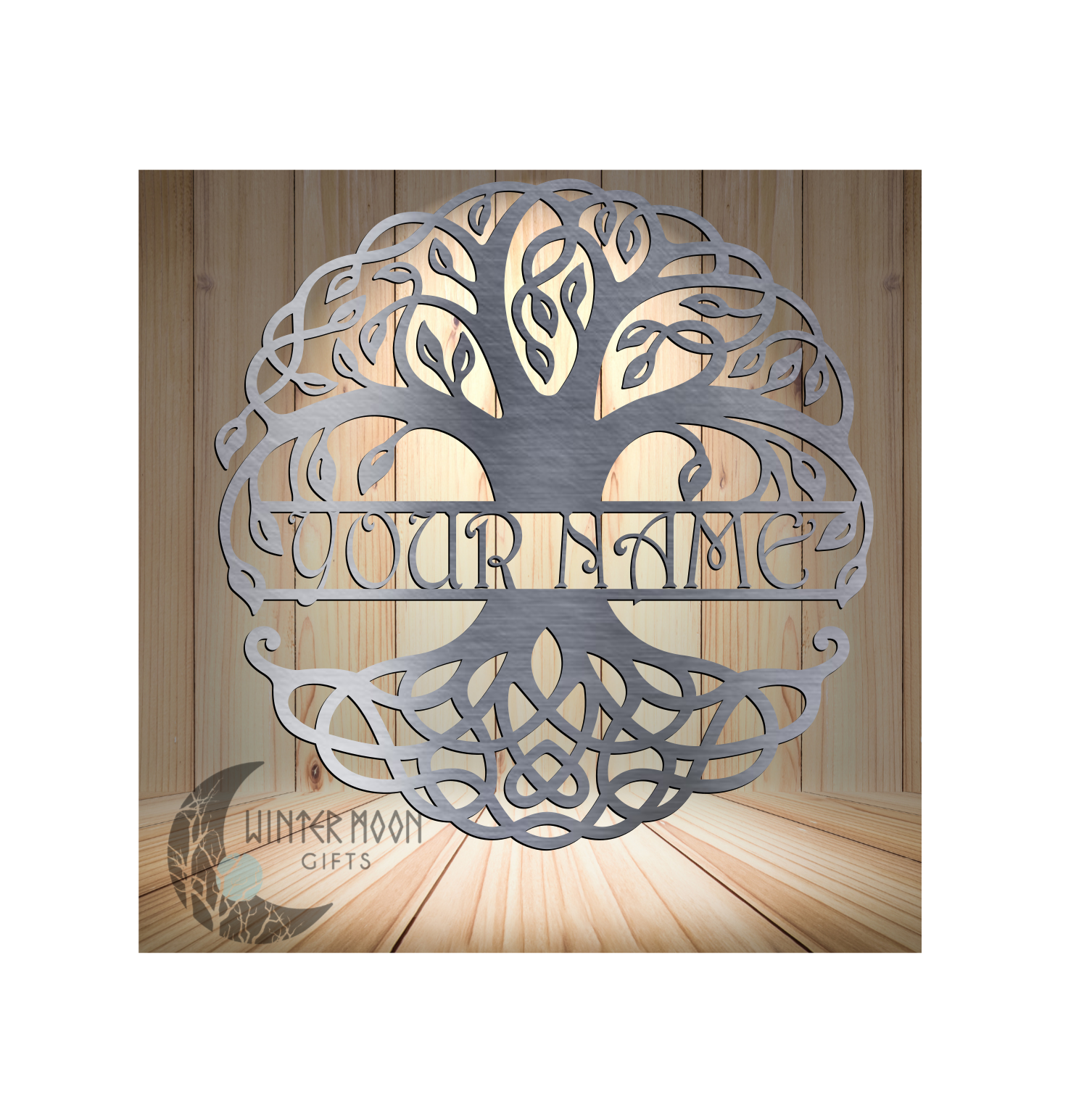 Celtic Tree of Life – Custom Family Name Sign, 16"x16" Metal Wall Art