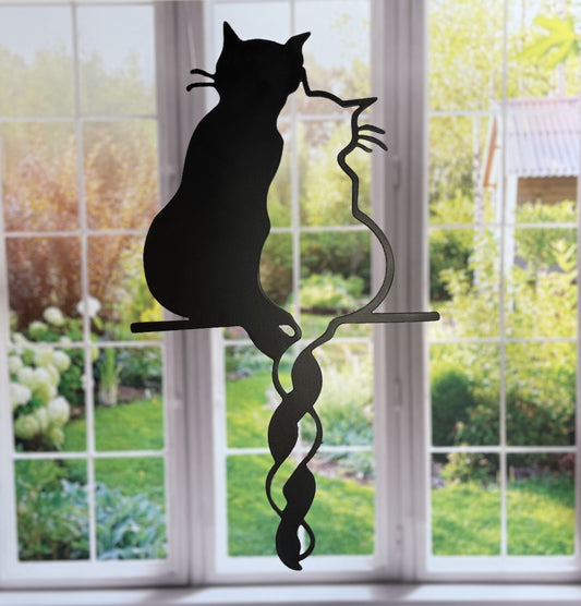 Cozy Companions Cat Wall Art – 8"x14" Powder Coated Metal Décor