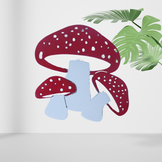 Fly Agaric Mushroom Metal Wall Art – 8.25" x 8.5" | Powder Coated Forest Decor