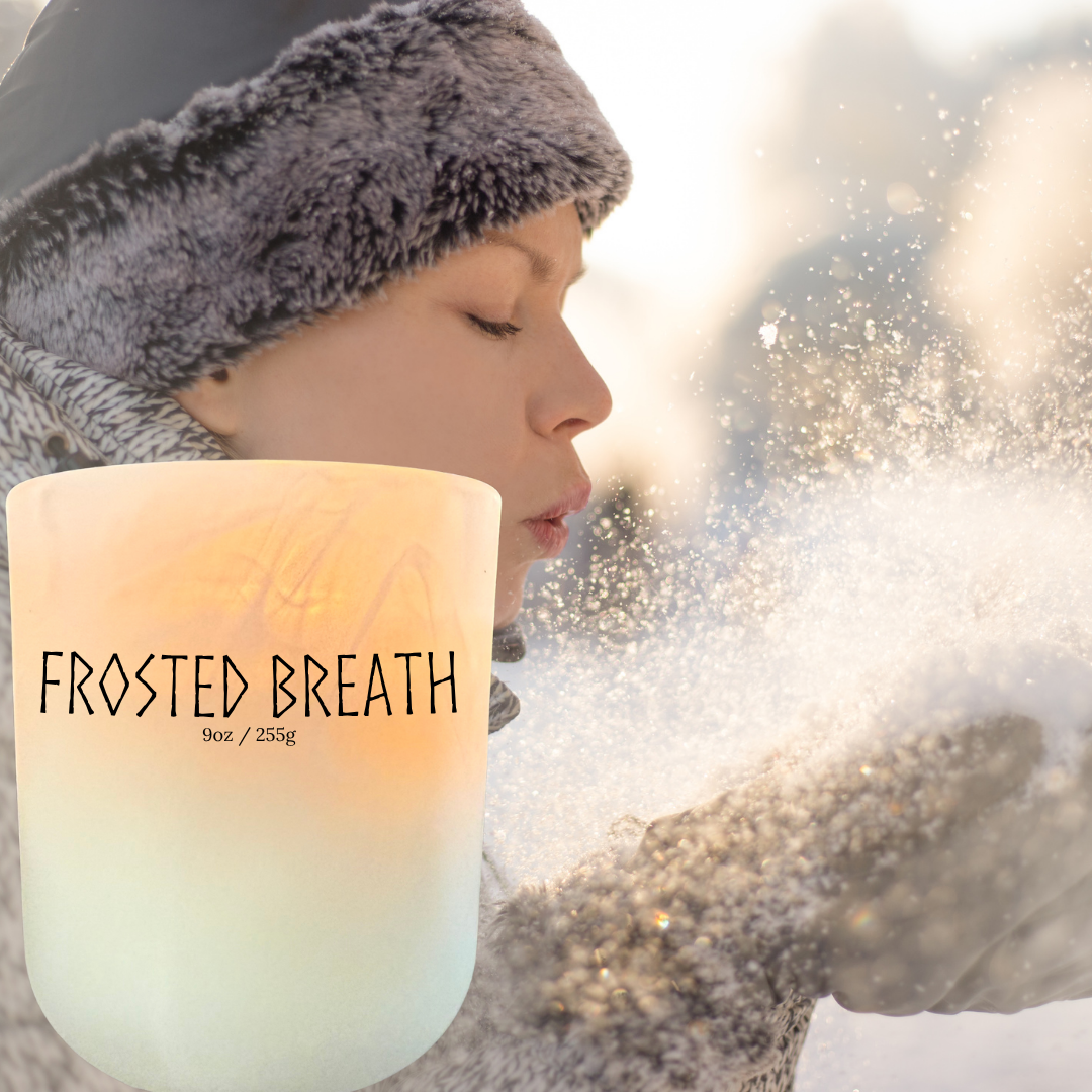 peppermint and eucalyptus soy candle with snowy morning aesthetic