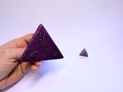 Handcrafted Disco Purple Metal DnD Dice Set – Oversized Steel Dice