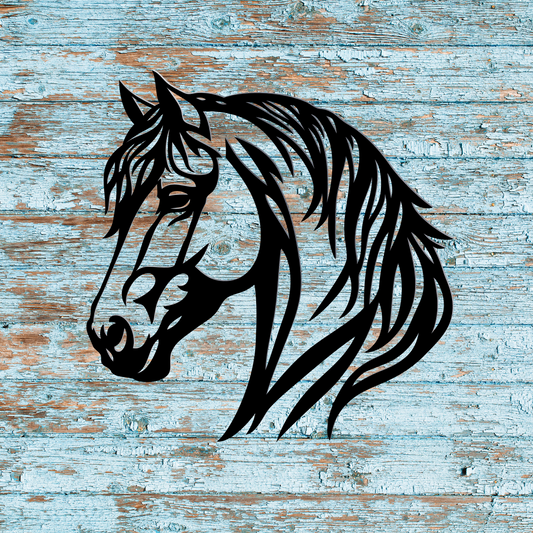 Horse Silhouette Metal Wall Art – 11.75" x 12" with Powder Coat or Bare Metal Finish