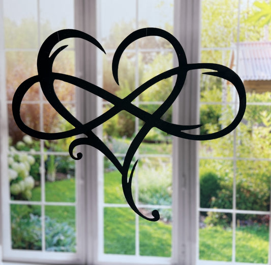 Infinity Heart Metal Wall Art – 12"x10.5" Powder Coated Décor
