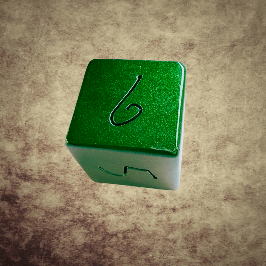 Metallic Emerald DnD Dice Set – Handmade Steel Display Dice for TTRPG Fans