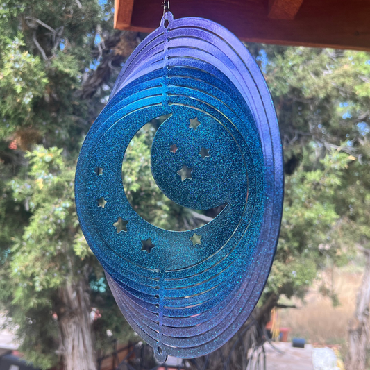 Moon and Stars Wind Spinner – Aqua Sapphire Violet Color Shift