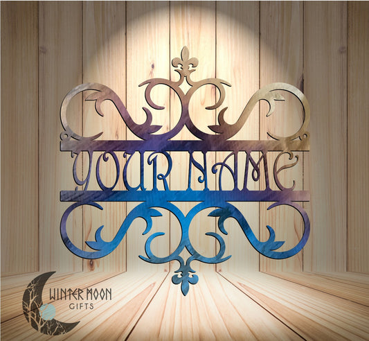 Personalized Flourish Monogram – 12"x12" Custom Name or Address Metal Sign