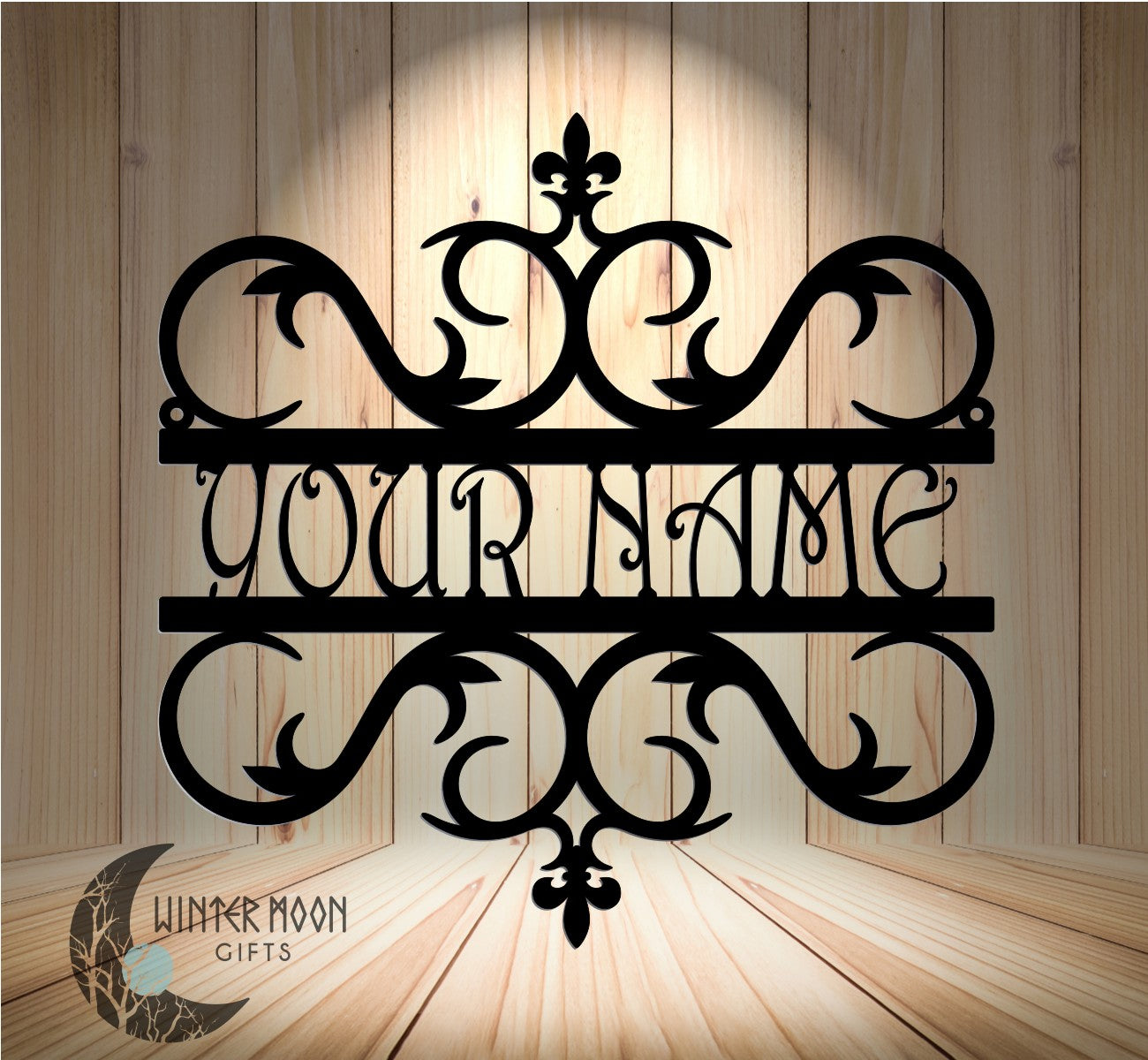 Personalized Flourish Monogram – 12"x12" Custom Name or Address Metal Sign