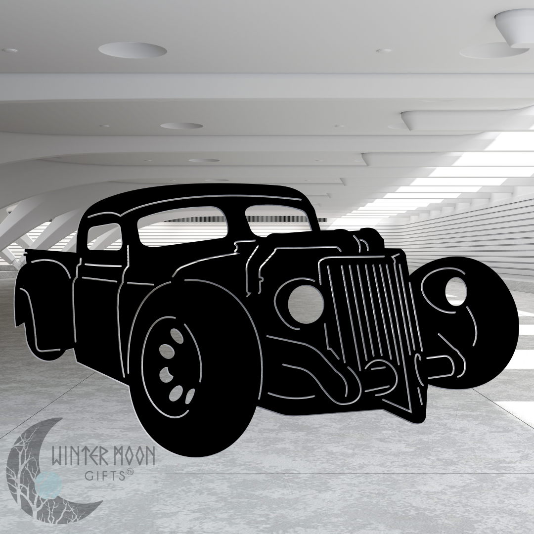 Rat Rod Metal Art – Heat Painted, Black, Copper, or Bare Metal Options