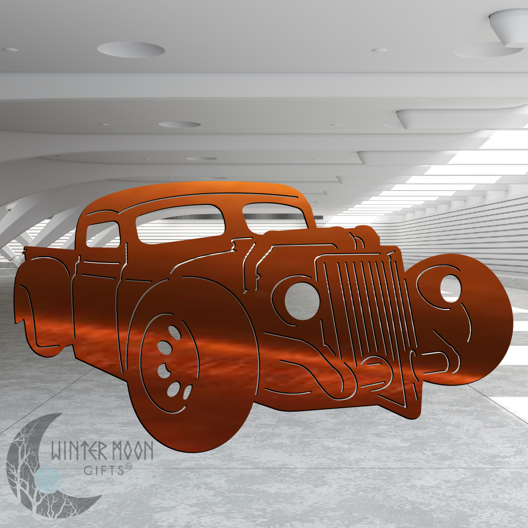 Rat Rod Metal Art – Heat Painted, Black, Copper, or Bare Metal Options