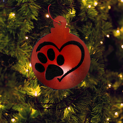 Dog Paw and Heart Christmas Ornament – 6"x5"