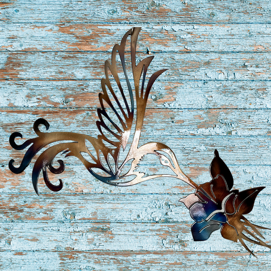 Hummingbird and Columbine Flower | Nature Inspired Wall Art