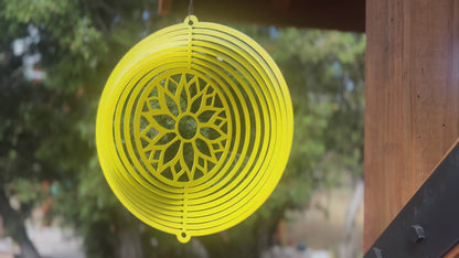Sunflower Wind Spinner – Yellow with Aqua Glitter Powder Coat 