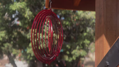 Zia Wind Spinner – Red Powder Coated Steel – Handmade Outdoor Metal Art – 10.3"x11" Southwest Decor